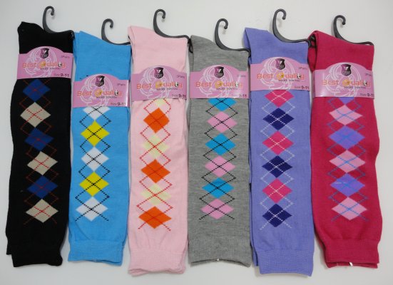 LADIES Knee-High Argyle Socks 9-11