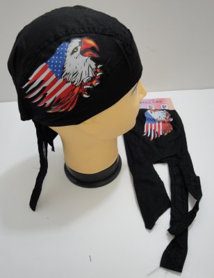 SKULL Cap-Eagle Head and Torn Flag