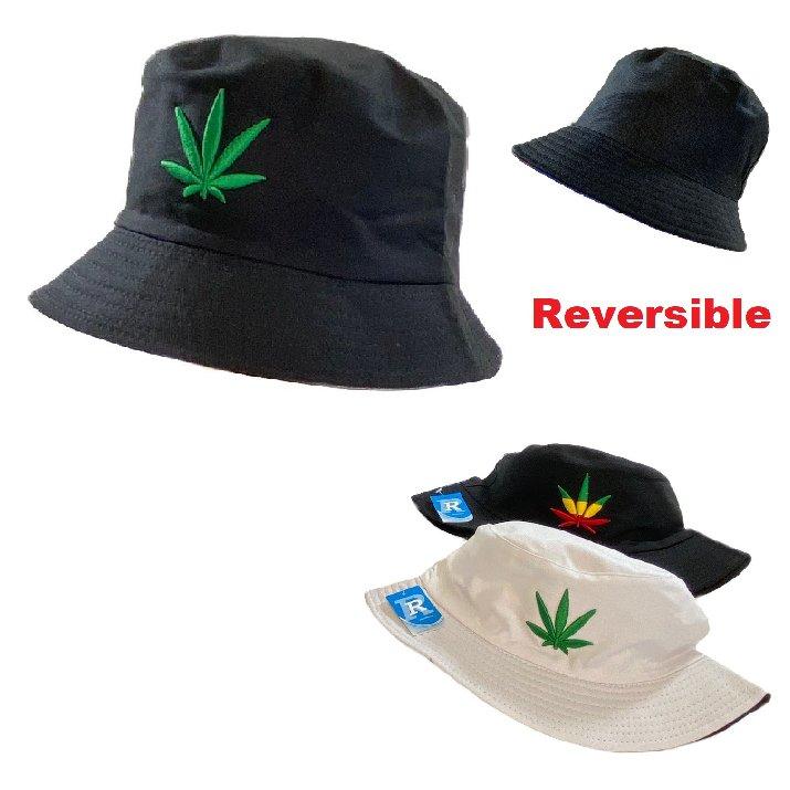 Bucket HAT [Embroidered Leaf] Marijuana *COTTON*