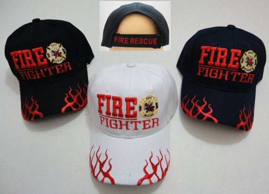 FIRE FIGHTER HAT with Maltese Cross [Flames on Bill]