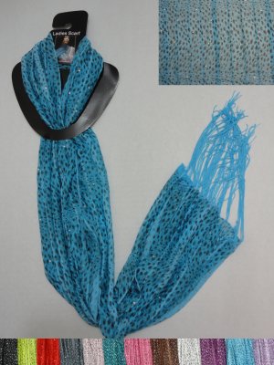 Sheer SCARF with Fringe--Leopard/Pinstripe/Sparkle