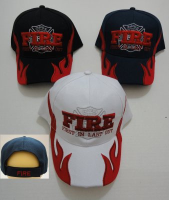 FIRE HAT--First in Last Out [Flames on Bill]