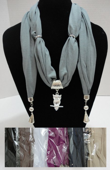 ''SCARF Necklace with End Charms-Owl 70''''''