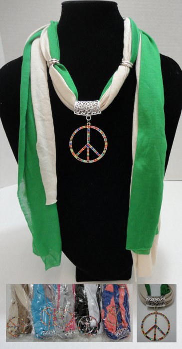 ''Scarf Necklace-Colored Rhinestone Peace SIGN 70''''''