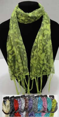 Sheer SCARF with Fringe--Large Cheetah Print with Sparkles