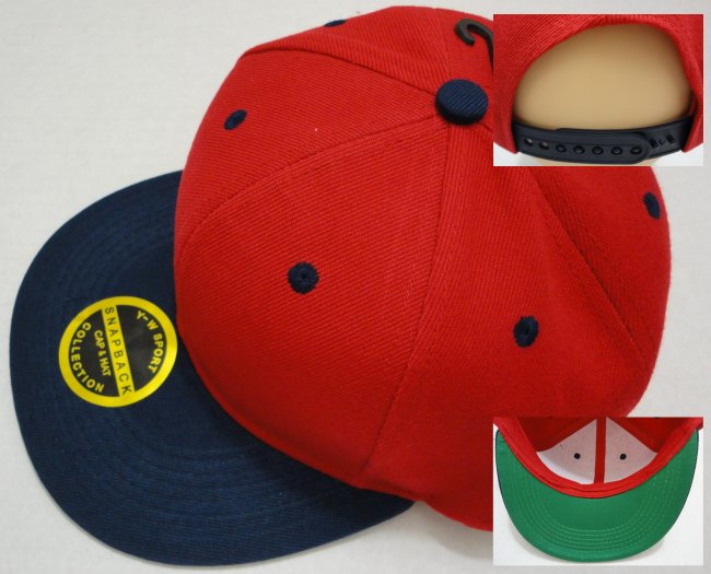 Snap-Back Flat Bill CAP [Red/Navy]