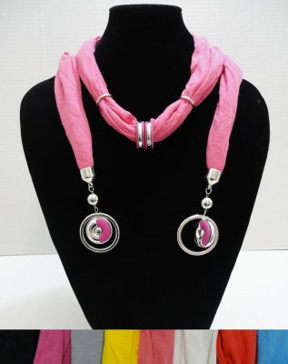 ''Scarf Necklace--Two Color RINGs with End Charms--76''''''