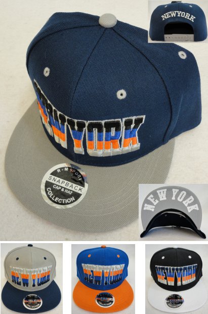 NEW YORK Snap Back Flat Bill Hat [Fade Letters]