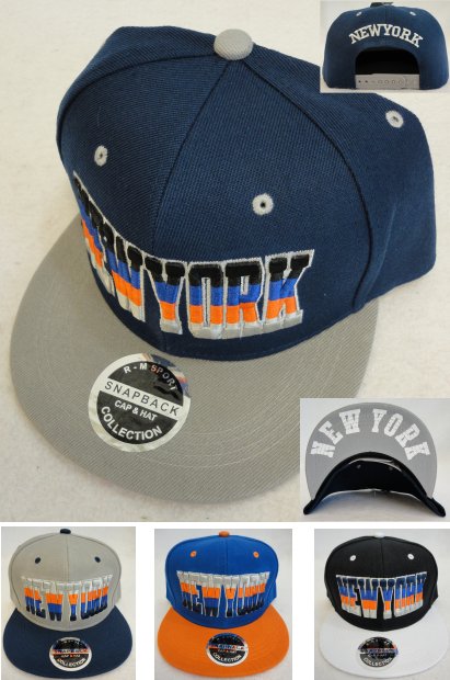 NEW YORK Snap Back Flat Bill HAT [Fade Letters]