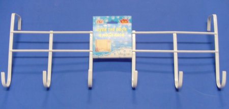White Over-the-Door Rack with 6 Hooks