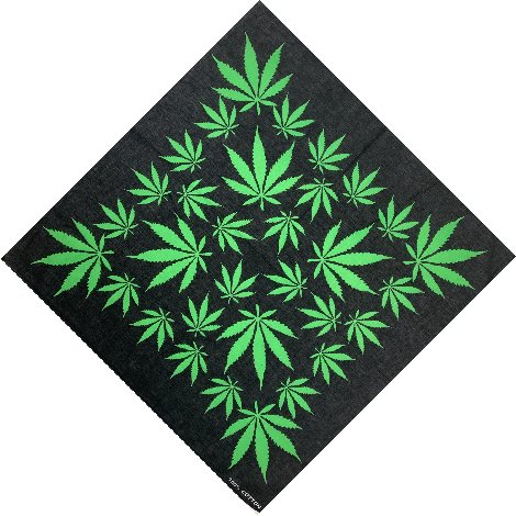 BANDANA-Black with Green Leaves