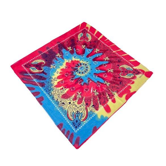 BANDANA-Pink/Yellow/Blue Paisley Tie Dye