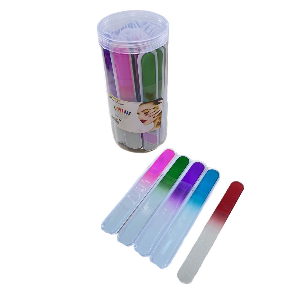 ''60pc 7'''' Glass NAIL Files in Tub [Colors]''