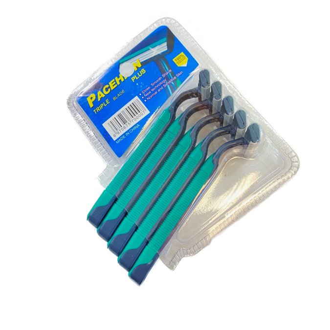 5pk Men's Disposable RAZOR [Triple Blades] *Green