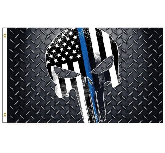 3'x5' Blue Lives Matter FLAG [Skull]