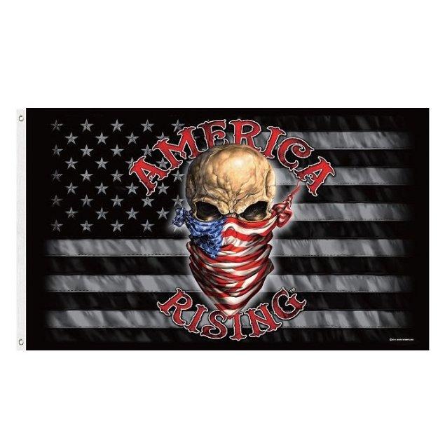 3'x5' AMERICA RISING FLAG *Black & Gray FLAG/Skull