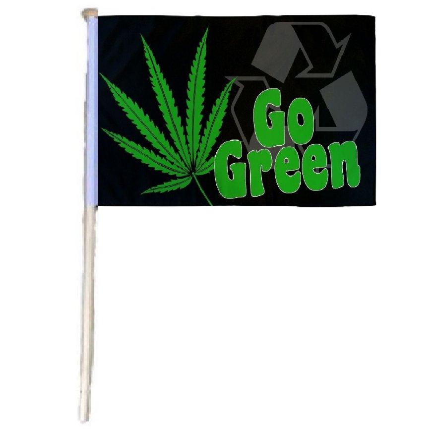 ''12''''x18'''' Stick FLAG [GO GREEN Cannabis/Recycle]''