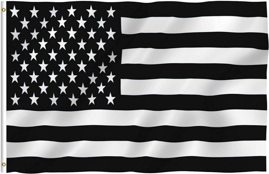 3'x5' Black & White American FLAG