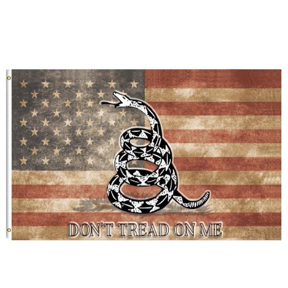 3'x5' DON'T TREAD ON ME FLAG [Antique American Background]