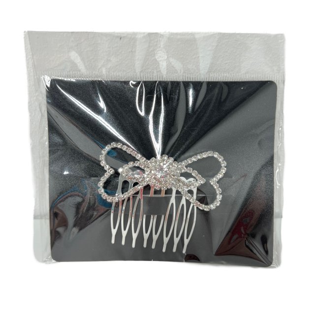 ''3.25'''' Rhinestone HAIR Comb [Heart Bow]''