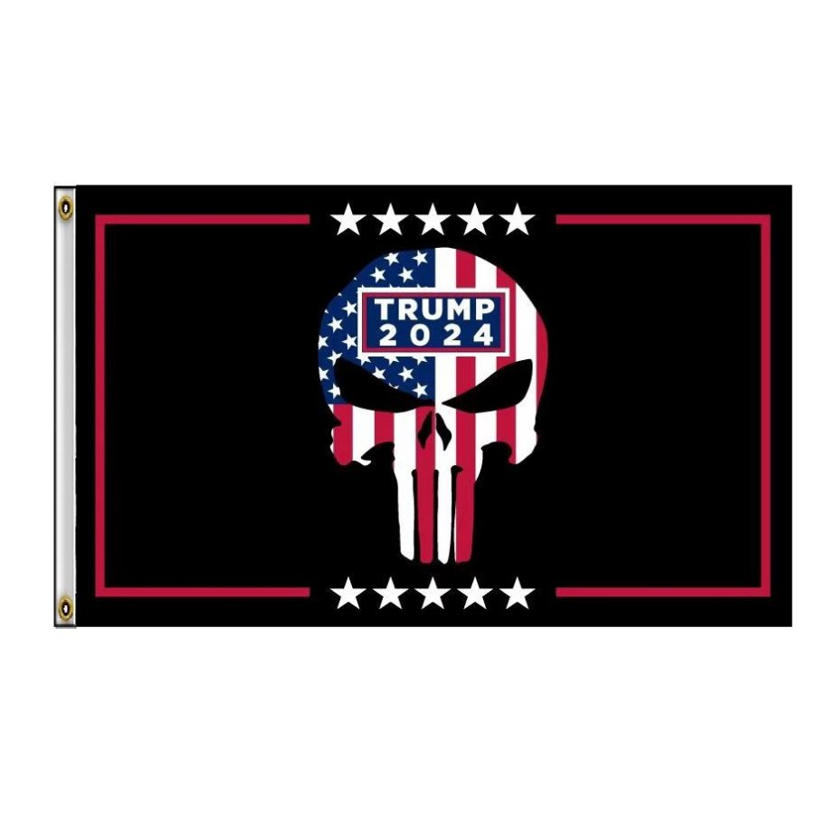 3'X5' Flag Trump 2024 with SKULL