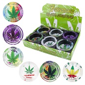 ''3.5'''' Round Glass Ashtray [Large Marijuana Leaf]''