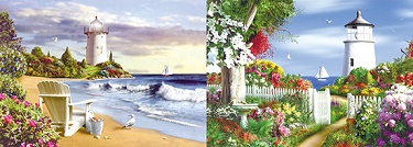 3D Picture 9787--Lighthouse with FLOWER Garden