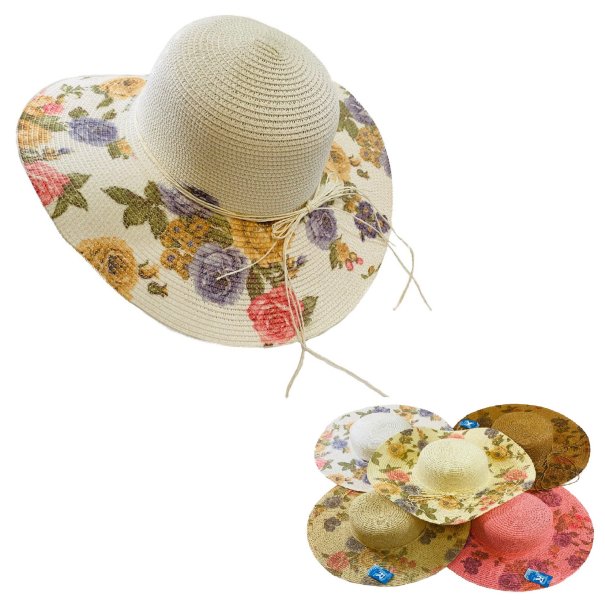 ''Ladies Woven Summer HAT [5'''' Printed Floral Brim]''