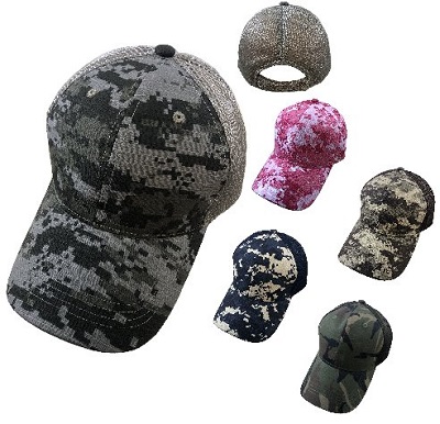 100% Cotton Ripstop Plain Camo HAT [Soft Jersey Mesh Back]