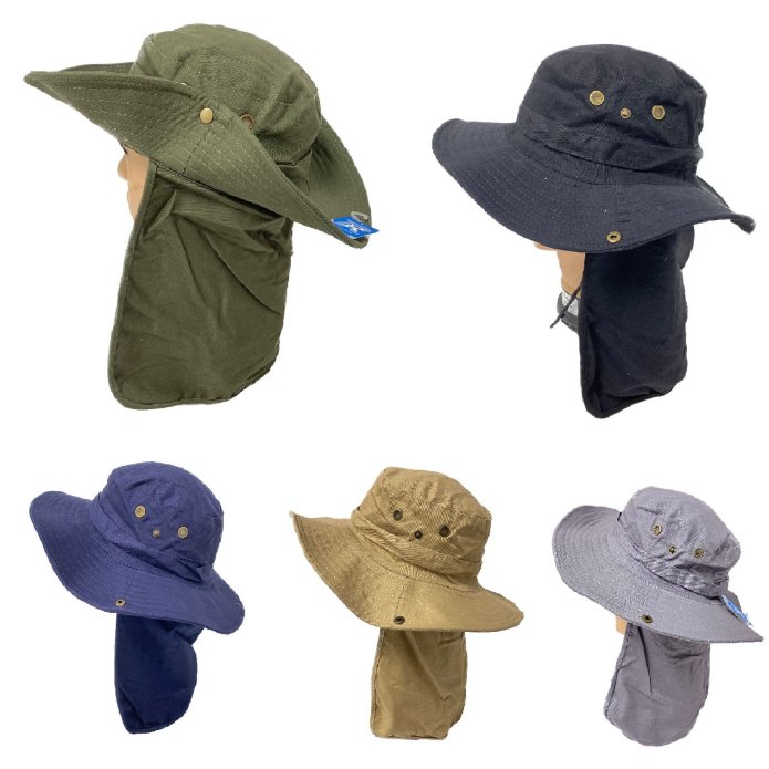 COTTON Soft Boonie Hat with Neck Flap [Solid Color]