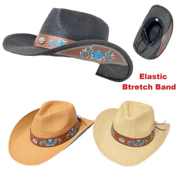 Western HAT [Blue Floral Embroidered HAT Band]