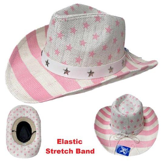Painted COWBOY HAT [Pink/White Americana]