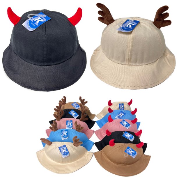 Bucket HAT with Antlers/Horns [Deer/Devil] Size: 57-59cm