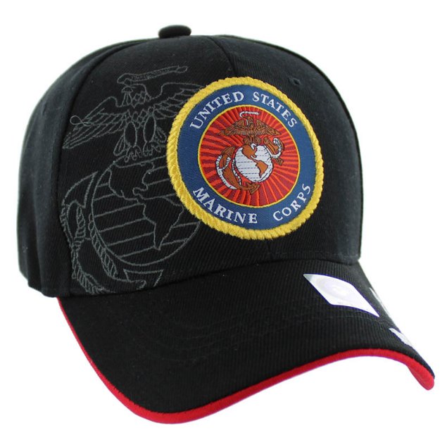 LICENSED Black US Marine Corps Seal Hat [Globe&Anchor Shadow]