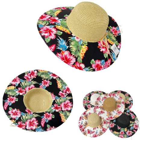 Ladies Woven HAT with Printed Bill & Underside [Floral]