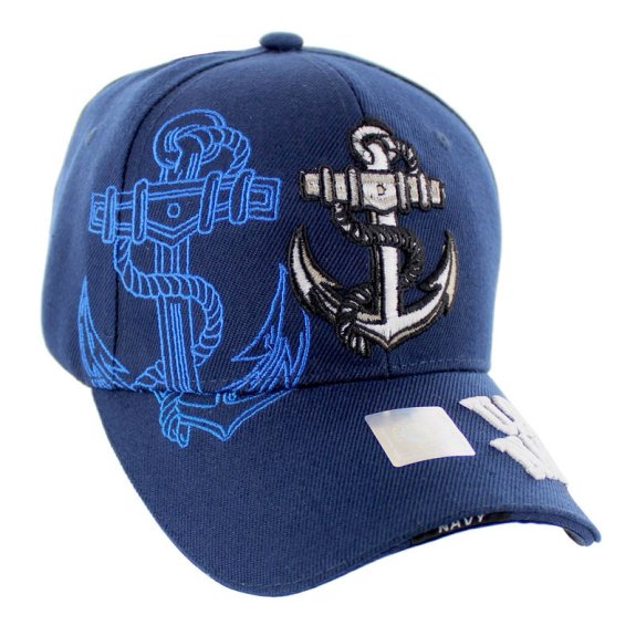 LICENSED Blue Anchor Hat w Shadow [US Navy on Bill]