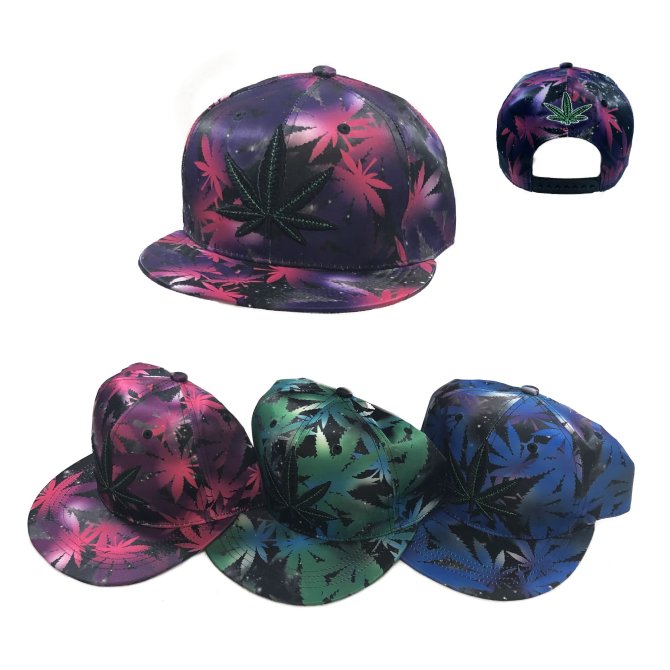 Snap Back Flat Bill -Large Marijuana [Sublimation Leaves]