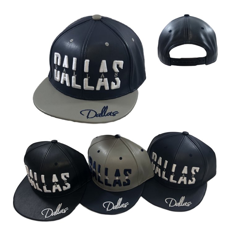 Snap Back Flat Bill DALLAS Hat [PU LEATHER]
