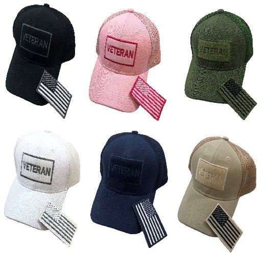 Detachable Patch Hat/FLAG Solid Color [VETERAN] Soft Mesh Back