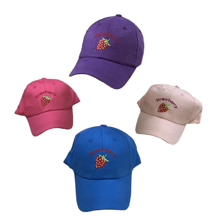 Girl's Embroidered BALL CAP [Strawberry]