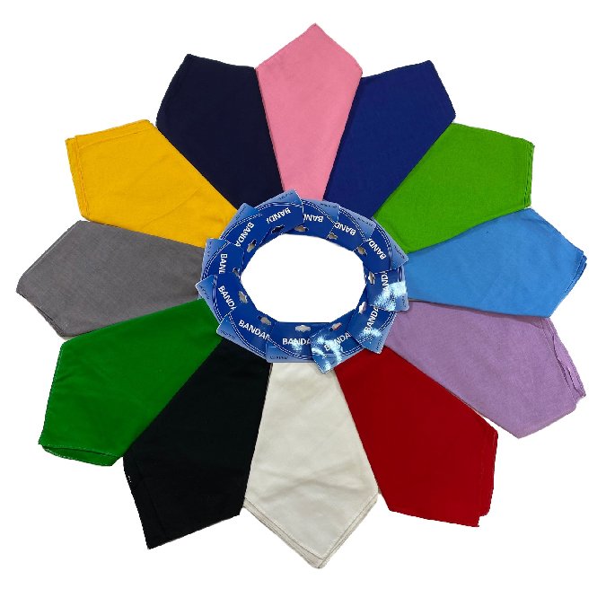 BANDANAs-Assorted Solid Color with Hang Tag