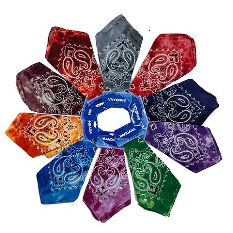 BANDANAs-Tie Dye Paisley with Hang Tag