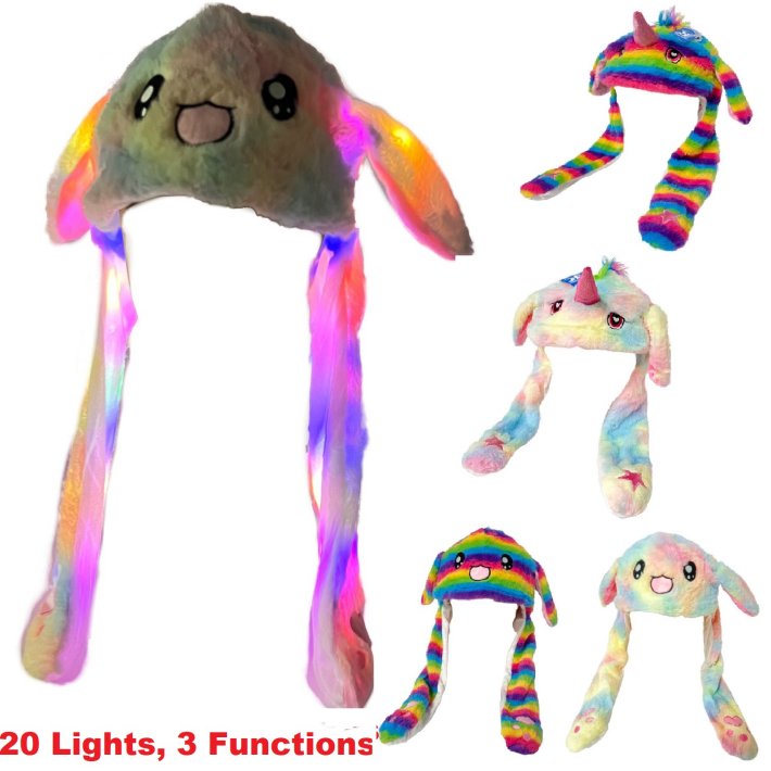 Plush Hat with Flapping Ears & 20 LED Lights [Bunny & UNICORN]