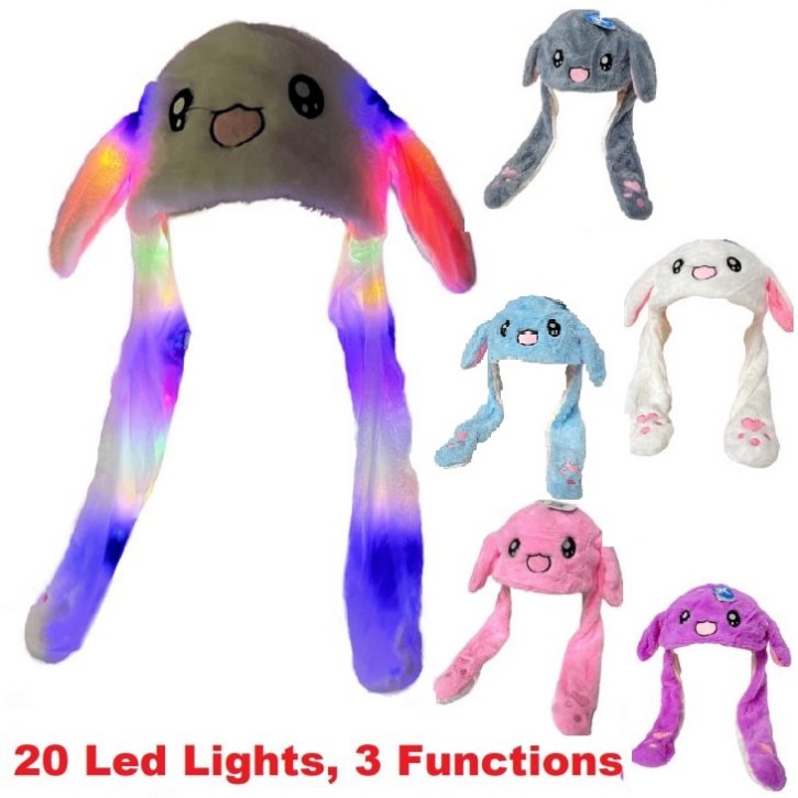 Plush HAT with Flapping Ears & 20 LED Lights [Bunny]
