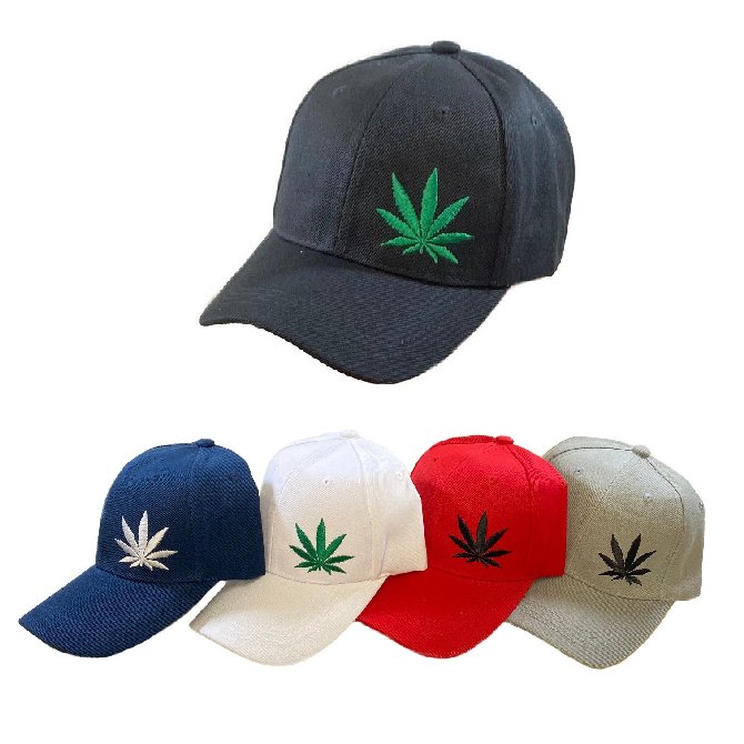 Marijuana BALL CAP [Embroidered Leaf in Corner]