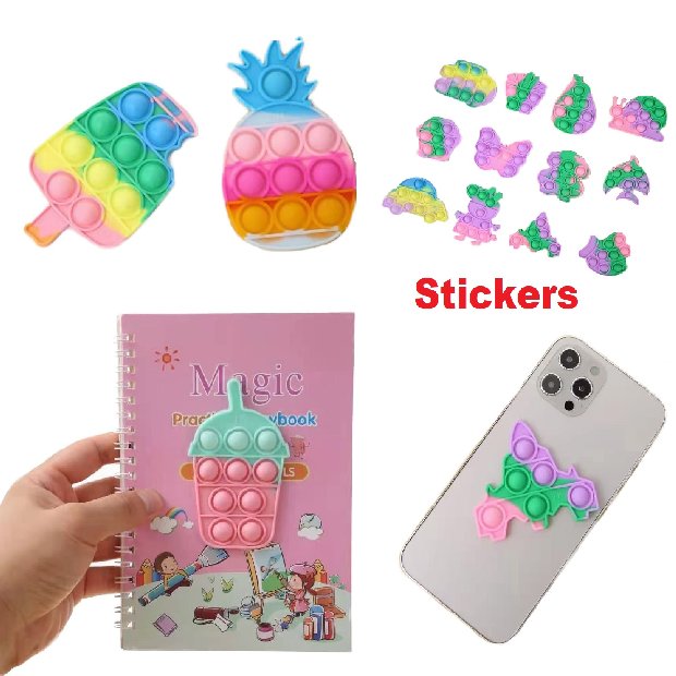 ''Push Pop Fidget STICKER Assortment [Pastel Tie-Dye] 2''''-3''''''