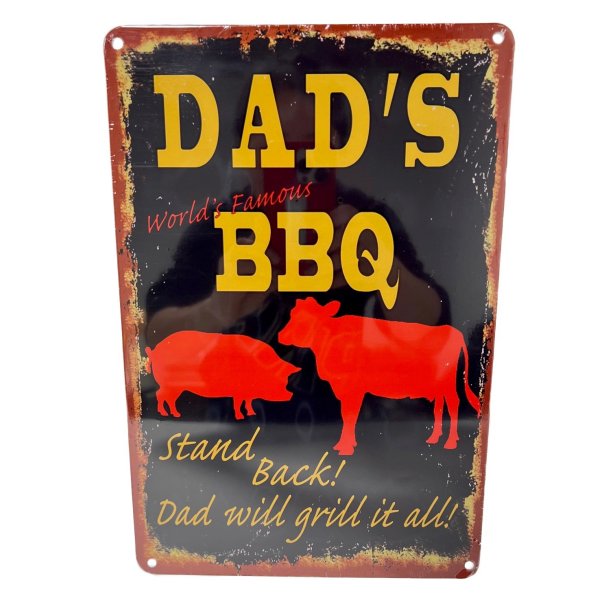 ''11.75''''x8'''' Metal Sign- Dad's BBQ''