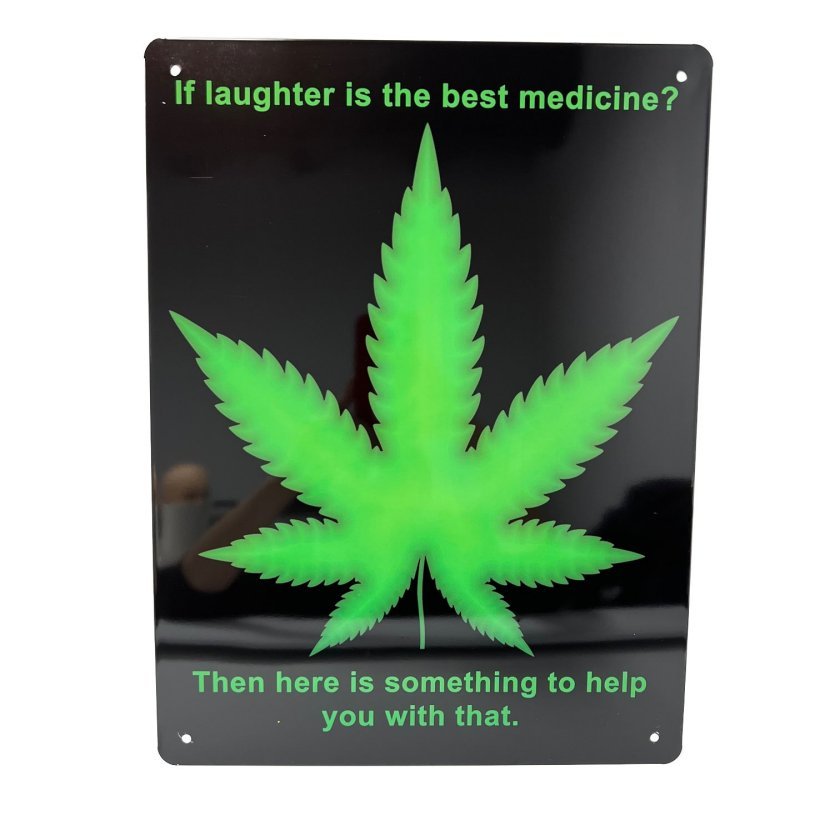 ''16''''x12'''' Metal Sign- Laughter is the Best Medicine [Pot Leaf]''