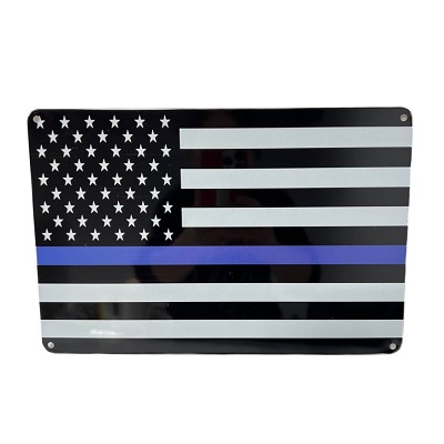 ''11.75''''x8'''' Metal Sign- Thin Blue Line Flag''