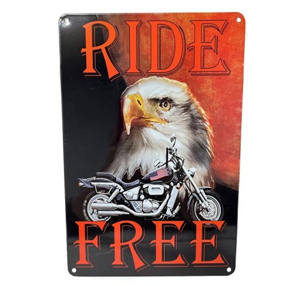 ''11.75''''x8'''' Metal Sign- Ride Free [Eagle/Motorcycle]''